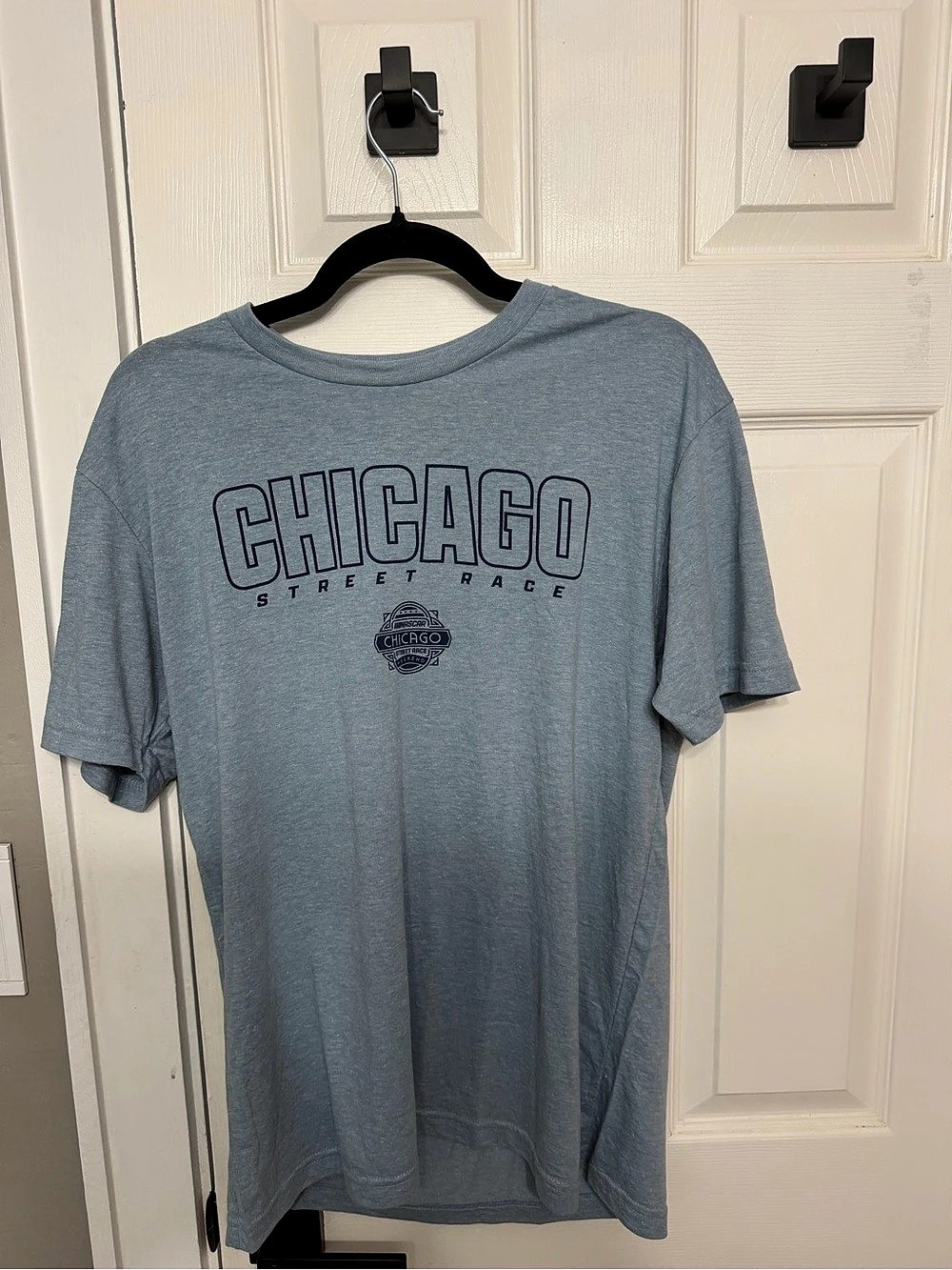 NASCAR Chicago Street Race Light Blue Retro Event Logo T-Shirt Large